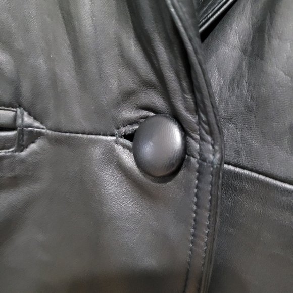 Vintage Leather Black Women's 1980's Jacket Blazer Retro shoulder pads - Picture 5 of 16